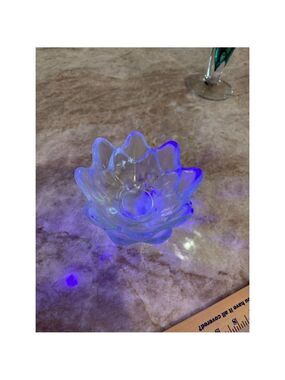 BLENKO 2 Clear BLUE Glass Lotus Flower BOWLS One Size